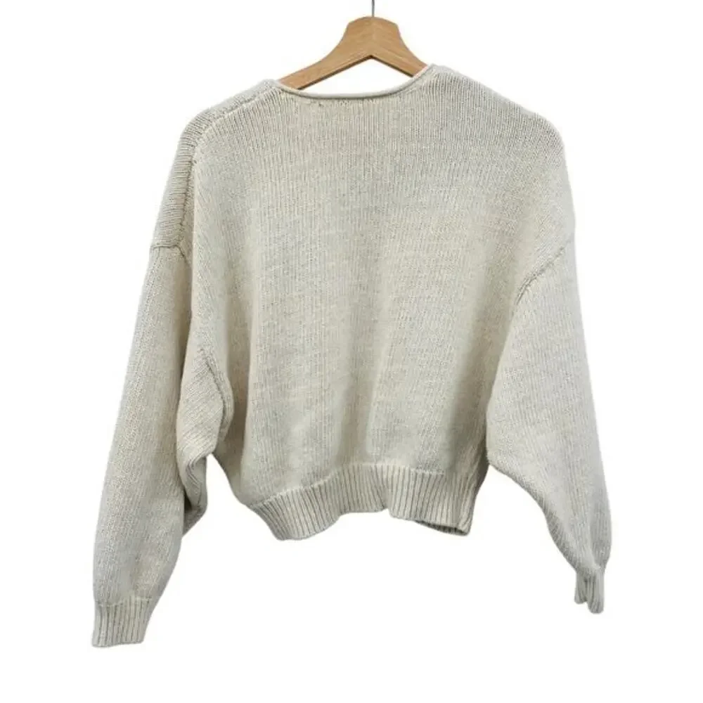 Free People ivory‎ scoop neck oversized sweater